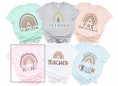 Books,Kids,Caffeine Teacher Shirt, Cute Teacher Shirt, Teacher Appreciation Shirt, Boho Rainbow Teacher Shirt, Adult sizes available Cute Tops With Name Print For Teacher Appreciation, Cute Text Print Shirt For Teacher Appreciation, Pre-shrunk Cotton Rainbow Colored Tops, Pre-shrunk Cotton Rainbow Tops, Rainbow Pre-shrunk Cotton Top, Rainbow Colored Pre-shrunk Cotton Tops, Cotton Rainbow Pre-shrunk Tops, Multicolor Text Print Tops As Gift, Multicolor Text Print Top As A Gift