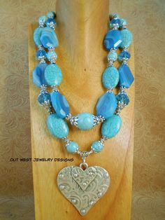 Cowgirl Necklace, Scrollwork Design, African Inspired Jewelry, Rodeo Jewelry, Cowgirl Necklaces, Western Cowgirls, Turquoise Howlite, Cow Girl