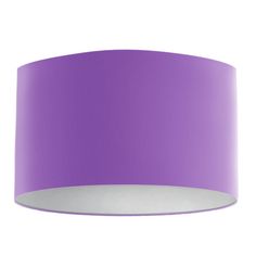 a purple lamp shade hanging from the ceiling