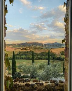 an open window looking out onto a countryside