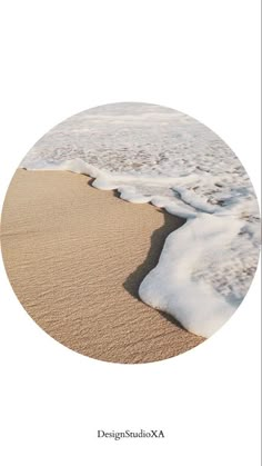 the sand and water are covered with white foam in this circular photo by design studio x