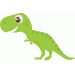 a small green dinosaur with big eyes