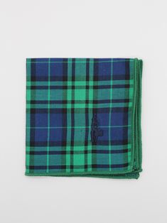 This cotton pocket square will add a smart finish to any blazer or sport coat. 100% cotton. Hand made. Machine wash warm on gentle cycle. Tumble dry low. Imported. Classic Cotton Handkerchiefs For Formal Occasions, Classic Blue Cotton Handkerchiefs, Classic Cotton Formal Handkerchiefs, Green Plaid, Pocket Square, Sport Coat, Preppy Style, Logo Branding, Hand Made