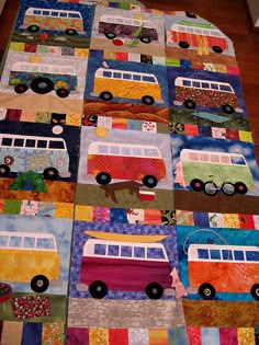 a quilt made to look like a bus