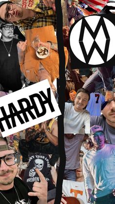 a collage of photos with the words hardy on it