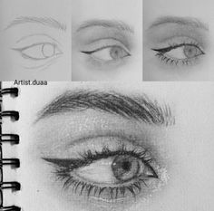 the steps in how to draw an eye