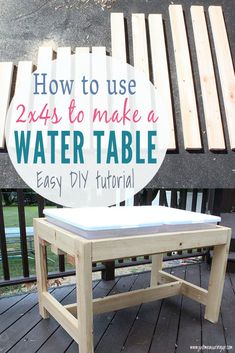 a wooden table with text overlay how to use 2x4s to make a water table