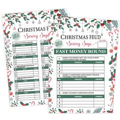 two christmas savings sheets on top of each other