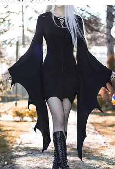 Goth Attire, Pixie Costume, Goth Dresses, Gothic Stuff, Womens Cosplay, Witch Dress, Y2k Dresses, Morticia Addams, Queen Of Everything