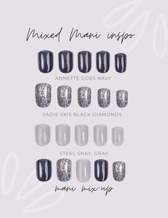 Nails 2022 Trends Winter, Gray Manicure, Press On Nails Business, Mixed Manicure, Nails Gray, Nails Business, Pink Zebra Recipes