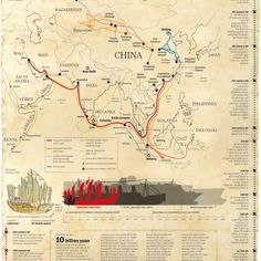 an old map shows the location of china's major cities and its surrounding areas