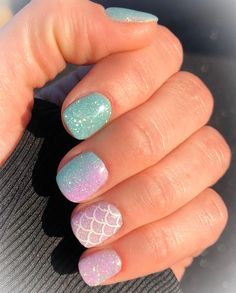 Diy Dip Nails, Nails Australia, Nails Dip Powder, Mermaid Nail Art, Girls Nail Designs, Revel Nail Dip Powder, Kutek Disney, Nails Dip