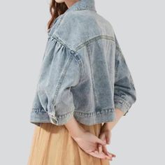 Let your style take a giant leap into the future with this stunningly versatile short vintage women's denim jacket from our 2023 Spring-Summer Collection! This Y2K-inspired piece is crafted to perfection with bold oversized details. a sanded finish. and a signature buttoned closure.Why You'll Absolutely Adore It Y2K Vibe: Pay homage to the millennium's legendary fashion sense with this urban jacket. Oversized Fit: Its loosely tailored cut guarantees unparalleled comfort and effortless movement. Urban Jacket, Jean Jacket Women, Oversized Denim Jacket, Vintage Denim Jacket, Street Style Trends, Into The Future, Modern Trend, Denim Jacket Women, Denim Design