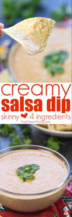 the creamy salsa dip is ready to be eaten