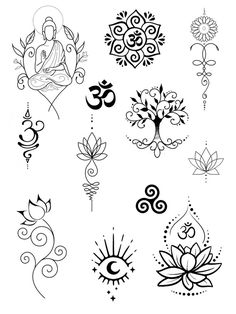 Tattoo Minimalista Feminina, Flash Tattoo Feminina, Lotus Hand Tattoo, Om Symbol Art, Mystical Tattoos, Buddha Tattoo Design, Mommy Tattoos, Japan Tattoo Design, Flash Tattoo Designs