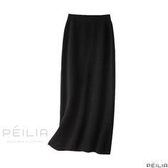 Peilia - High-waisted Knit Midi Skirt: Thickened Wool Blend, Body-contouring, Hip-hugging Design Wool Midi Skirt, Bodycon Pencil Skirt, Knitted Skirt, Cashmere Fabric, Knit Midi Skirt, Wrap Around Skirt, Work Skirts, Long Skirts For Women, Half Skirt