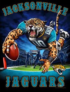 the jacksonville football team is depicted on a t - shirt with an image of a leopard holding a football