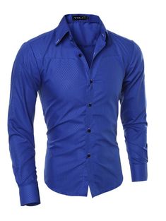 Stylish Slim Print Long Sleeve Shirt for Men - Royal Blue - 3I85877630 - Men's Clothing, Men's Tops & T-Shirts, Men's Shirts  #MensShirts #Men's #Clothing # #Men's #Tops #& #TShirts # #Men's #Shirts Business Dress Shirts, Solid Dress Shirt, Social Dresses, Pullover Mode, Business Dress, Cotton Shirts For Men, Gingham Shirt, Plaid Dress Shirt, Long Sleeve Casual Dress