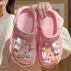 Candy Anime Summer Crocs These Candy Anime Summer Crocs are perfect for adding a cute touch to any summer outfit. Made with colorful candy-inspired designs, these crocs are both stylish and comfortable. Slip them on for a day at the beach or for a casual stroll around town. Kawaii Strawberry Shoes, Hello Kitty Wholesale, Strawberry Crocs Shoes, Clay Rings Hello Kitty, Hello Kity Bape Shoes, Platform Hello Kitty Shoes, Charms For Crocs Cute, Platform Shoes Hello Kitty, Pink Croc Pins