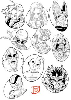 an image of some cartoon characters in the style of dragon ball zoroa coloring pages