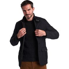 Barbour Quilted Lutz Jacket - Men's | Backcountry.com Classic Sport Coat With Padded Collar For Workwear, Classic Business Blazer With Padded Collar, Classic Blazer With Padded Collar For Business, Barbour Mens, Jackets Online, Mens Jackets, Knitwear, Men Sweater, Sleeve Length