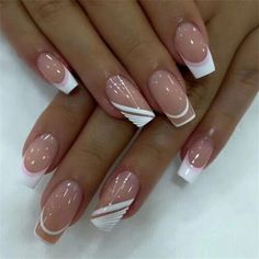 Nails Shape, Short French, Square Nail, Nail Art Glitter, Stick On Nails, False Nail