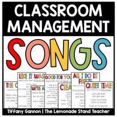 classroom management poster with the words songs