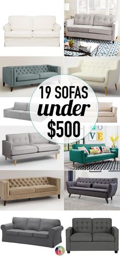 sofas under $ 500 in different styles and colors