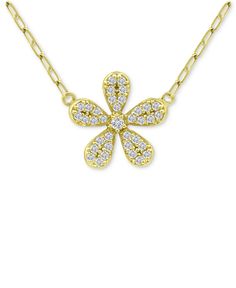 in stock Gold Flower-shaped Cubic Zirconia Necklaces, Gold Flower-shaped Necklace With Cubic Zirconia, Gold Flower Necklace With Cubic Zirconia, Beautiful Pendant Necklace, Macys Jewelry, Jewelry Watch, Simple Flower, Flower Pendant Necklace, Flower Pendant