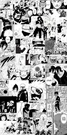 black and white collage of anime characters