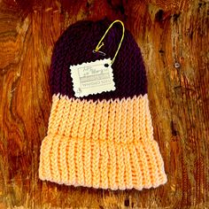 Handmade, New Women’s Winter Hat, Loom Knitted, Double Brim, Peach, Purple Size Small Stretches Some Hat Loom, Handcrafted Accessories, Winter Hats For Women, Accessories Handmade, Loom Knitting, Winter Hat, New Woman, Purple Color, Loom