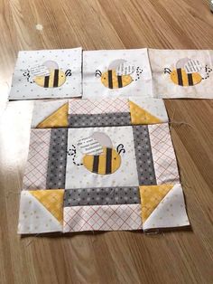 the blocks have been made to look like they're quilting with bees on them