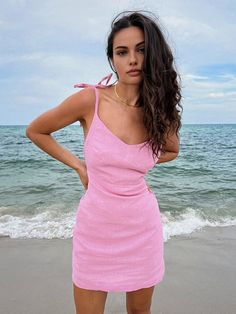 Barbie Beloved Cotton Backless Knotted Short Dress Strap Dress Summer, Home Vacation, Sleep Time, Mori Girl Fashion, Style Lounge, Dresses Style, Suspender Dress, Tie Sleeve, Mori Girl