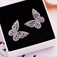 Pictures Does This Not Justice. These Beautiful Butterfly Earrings Is A Must Have. Elegant Silver Butterfly Earrings, Silver Butterfly Jewelry With Matching Earrings, Silver Butterfly Jewelry For Pierced Ears, Butterfly Shaped Sterling Silver Earrings, Silver Sterling Butterfly Earrings, Silver Sterling Silver Butterfly Earrings, Butterfly Shaped Silver Earrings For Gifts, Silver Butterfly Earrings For Gift, Silver Butterfly Earrings For Formal Occasions