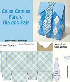 an origami box with a tie on it and the words caja cambia para o dia dos pais