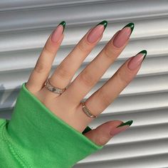 30 Best Spring Nail Inspiration You Must Try Spring Nail Inspiration, Fake Nails Almond, Long Almond Nails, Green Acrylic Nails, Press On Nails Medium, Nails Now, Gel Nails Diy, Smink Inspiration, Work Nails