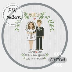 a cross stitch pattern for a wedding couple