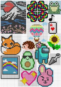 the cross stitch pattern is designed to look like pixel art