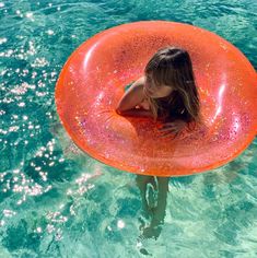 Pool Ring in Neon Coral Glitter Pool Enclosures, Boat Painting, Inflatable Pool