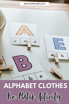 alphabet clothes in match activity for toddlers to practice letter recognition and matching letters with pegs