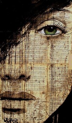 an image of a woman's face with the words artist lou jover pen and ink drawing politicians