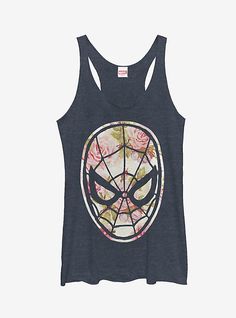 Marvel Spider-Man Floral Print Girls Tanks, NAVY HTR Blue Marvel, Stop And Smell The Roses, Smell The Roses, Marvel Tshirt, Black Widow Marvel, Marvel Women, Green Floral Print, Taking A Break, Tank Girl