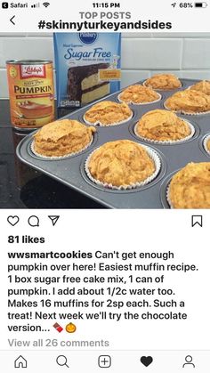 an image of some muffins that are in a pan on the counter and one is missing