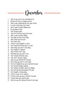 a printable christmas poem with the words december written in black and red on it