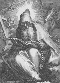 an old black and white drawing of a wizard