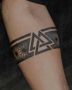 a man's arm with a tattoo on it that has geometric shapes and lines