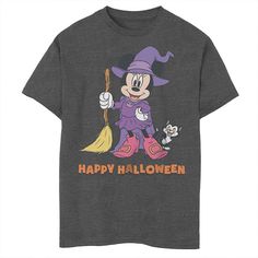 Create a magical wardrobe with this Disney's Minnie Mouse Boys Witch Costume Happy Halloween Tee. FEATURES Crewneck Short sleevesFABRIC & CARE Cotton, polyester Machine wash Imported Size: Large. Color: Dark Grey. Gender: male. Age Group: kids. Disney Halloween T-shirt, Disney Halloween T-shirt With Character Print, Disney Halloween Character Print T-shirt, Halloween Mickey Mouse T-shirt For Disney Fans, Halloween Mickey Mouse Short Sleeve T-shirt, Witch Costume, Boy Tees, Halloween Tees, Spooky Season