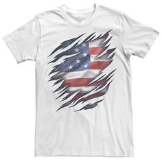 Express your patriotic pride with this star-spangled graphic tee. Express your patriotic pride with this star-spangled graphic tee. FABRIC & CARE Cotton Machine wash Imported Color: White. Gender: male. Age Group: adult. American Flag T-shirt For 4th Of July, American Flag T-shirt For Independence Day, Patriotic Short Sleeve T-shirt With Flag Print, Patriotic Flag Print T-shirt For 4th Of July, Patriotic American Flag T-shirt For Independence Day, Patriotic T-shirt With Flag Print For 4th Of July, Americana T-shirt With American Flag For 4th Of July, American Flag Short Sleeve T-shirt, American Style T-shirt With American Flag For Independence Day