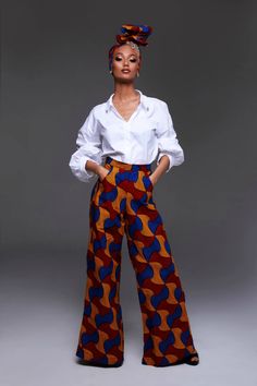 Tinashe High Waist Palazzo Pant – Cee Cee's Closet NYC African Pants, Ankara Trousers, African Print Pants, Afrocentric Fashion, Afrikaanse Mode, Palazzo Pant, African Inspired Fashion, African Print Dresses, Estilo Chic