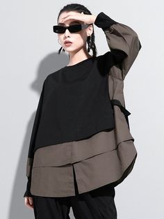 Uoozee Black Shirt For Layering In Spring, Black T-shirt For Layering In Spring, Black T-shirt For Spring Layering, Black Cotton Shirt For Layering, Oversized Black Top For Layering, Oversized Black Tops For Fall, Oversized Black Top For Fall, Black Shirt For Layering, Black Casual Shirt For Layering